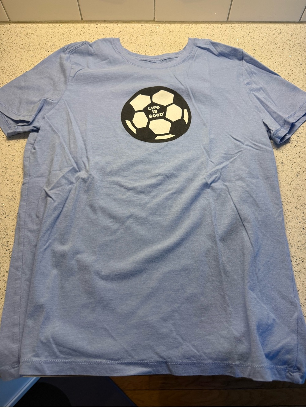 Life Is Good Light Blue Soccer Graphic Short-Sleeve Tee